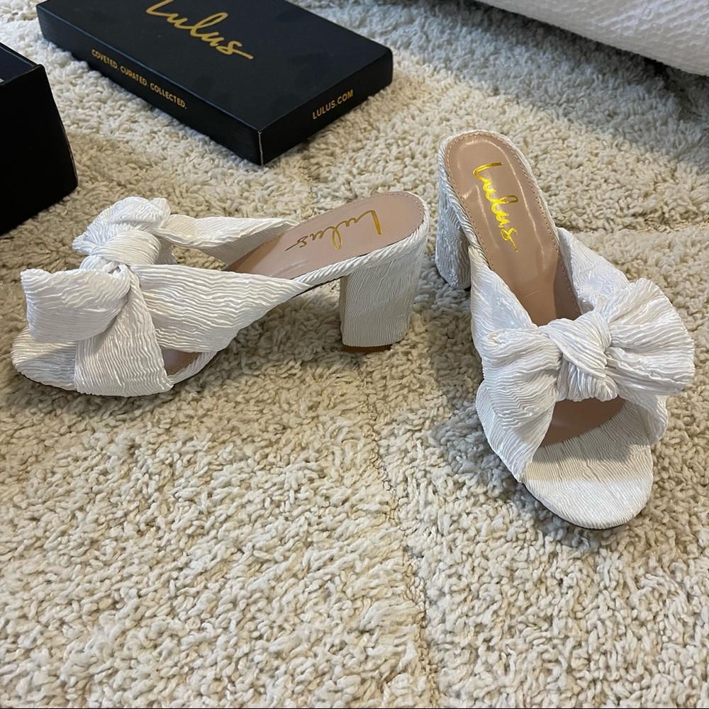 Lulus ivory knotted heel sandals